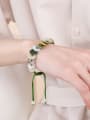 thumb Braided Ring Emerald Round Minimalist Handmade Beaded Bracelet 1