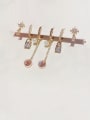 thumb Brass Cubic Zirconia Cute Simple Star Tassel Set Stud Earring 1