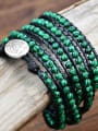 thumb Alloy Malchite Green Round Vintage Handmade Weave Bracelet 1