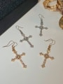 thumb Zinc Alloy Cubic Zirconia White Cross Drop Earring 2