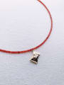 thumb N-DIY-008 Brass Red Garnet Chain Geometric Pendant Bohemia Handmade Beaded Necklace 0