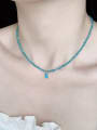 thumb N-DIY-0027 Natural  Gemstone Crystal Bead Chain Multi Color Geometric Pendant Handmade Beaded Necklace 1