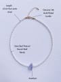 thumb N-PEMT-0016 Natural Round Shell Beads Chain Irregular  Pendant Minimalist Handmade Beaded Necklace 3