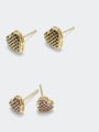thumb Brass Cubic Zirconia Heart Minimalist Stud Earring 2