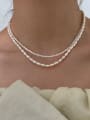 thumb Brass Freshwater Pearl Irregular Minimalist Beaded Necklace 0