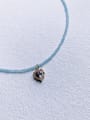 thumb N-DIY-012 Aquamarine Chain Heart Pendant Minimalist Handmade Beaded Necklace 2