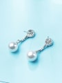 thumb 925 Sterling Silver Drop 8mm White Pearl Earring 2