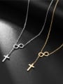 thumb Stainless steel Dainty Lariat Cross Necklace 0