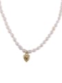 thumb Freshwater Pearl with Heart metal gold Necklace 0
