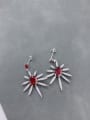 thumb 925 Sterling Silver Cubic Zirconia Red Cluster Earring 2