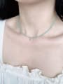 thumb N-DIY-0014 Gemstone Crystal Chain Heart Pendant Minimalist Handmade Beaded Necklace 1