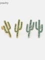 thumb Brass Cubic Zirconia Cactus Dainty Stud Earring 2