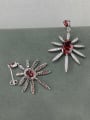 thumb 925 Sterling Silver Cubic Zirconia Red Cluster Earring 1