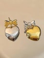 thumb Brass Heart gold and silver color drop Earring 3