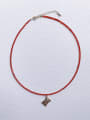 thumb N-DIY-008 Brass Red Garnet Chain Geometric Pendant Bohemia Handmade Beaded Necklace 2