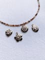thumb N-DIY-0016 Brown Agate Chain Flower  Pendant Vintage Handmade Beaded Necklace 0