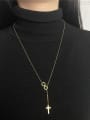 thumb Stainless steel Dainty Lariat Cross Necklace 1