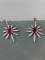 thumb 925 Sterling Silver Cubic Zirconia Red Cluster Earring 0