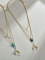 thumb Stainless steel Turquoise Blue Geometric Classic Multi Strand Necklace 2