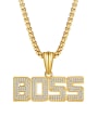 thumb Alloy Rhinestone White Letter Dainty boss Necklace 0