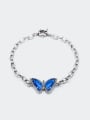 thumb Brass Glass Stone Butterfly Cute Link Bracelet 0