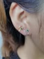 thumb 925 Sterling Silver Emerald Green Geometric Clip Earring 1