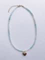 thumb N-DIY-005 Natural Gemstone Crystal Chain  Minimalist Heart Pendant handmade Beaded  Necklace 0