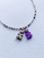 thumb N-BEAR-003 Natural Stone Chain Bear Pendant Cute Handmade Beaded Necklace 0