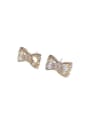 thumb Brass Cubic Zirconia Bowknot Minimalist Stud Earring 2