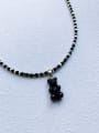 thumb EAR-002 Natural Stone Chain Bear Pendant Cute Handmade Beaded Necklace 0