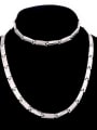 thumb Trend Geometric Titanium Steel Bracelet and Necklace Set 1