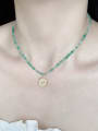 thumb N-DIY-0022 Natural  Gemstone Crystal  Bead Chain Letter Pendant Handmade Beaded Necklace 1