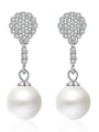 thumb 925 Sterling Silver Drop 8mm White Pearl Earring 0