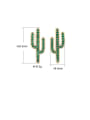 thumb Brass Cubic Zirconia Cactus Dainty Stud Earring 3