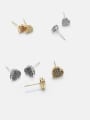 thumb Brass Cubic Zirconia Heart Minimalist Stud Earring 4