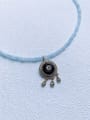 thumb N-DIY-0025 Natural  Gemstone Crystal Beads Chain Palm Pendant Handmade Beaded Necklace 0