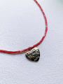 thumb N-DIY-008 Brass Red Turquoise Chain Heart Pendant Bohemia Handmade Beaded Necklace 0