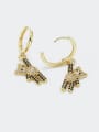 thumb Brass Cubic Zirconia Bear Cute Huggie Earring 1