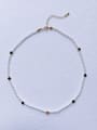 thumb N-PEMT-0017 Natural Round Shell Beads  Flower Minimalist Handmade Beaded Necklace 0