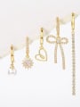 thumb Brass Cubic Zirconia Heart Earring For 6 Sets 2