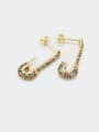 thumb Brass Cubic Zirconia Irregular Vintage Huggie Earring 1