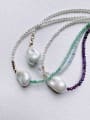 thumb N-SHMT-0014 Natural Round Shell Beads Asymmetrical Chain Handmade Beaded Necklace 0