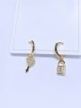 thumb Brass Cubic Zirconia Asymmetrical Locket Key  Trend Huggie Earring 2
