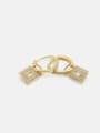 thumb Brass Cubic Zirconia Locket Minimalist Huggie Earring 1