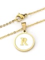 thumb Stainless steel Shell Round Dainty Initials 18 Inch Necklace 1