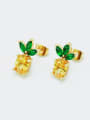 thumb Brass Cubic Zirconia Friut Cute Stud Earring 0