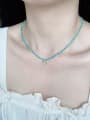 thumb N-DIY-0013 Brass Brown Agate Chain Heart letter Pendant Bohemia Handmade Beaded Necklace 1