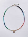 thumb N-STPD-0001 Natural Gemstone Crystal Beads Chain Geometry Pendant Handmade Beaded Necklace 0