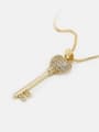 thumb Brass Cubic Zirconia Key Vintage Necklace 3