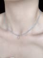 thumb N-DIY-012 Aquamarine Chain Heart Pendant Minimalist Handmade Beaded Necklace 4